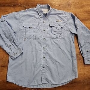 Columbia PFG Vented Fishing Shirt Omni-Shade Blue Long Sleeve Mens Sz Medium